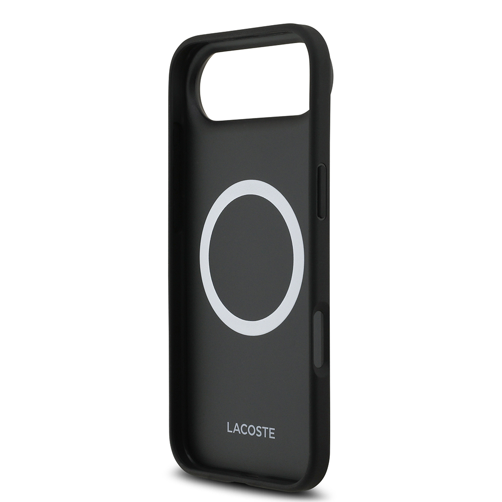 Apple iPhone 17 Air Uyumlu Kılıf Lacoste Orjinal Lisanslı M-safe Şarj Özellikli PU Deri Tasarımlı Kartlıklı Karışık Monogram Desenli Kapak - 14