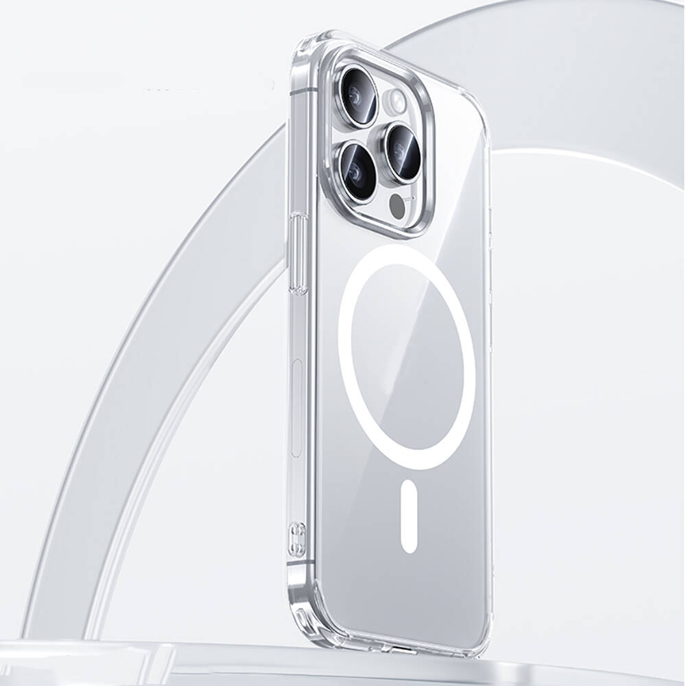 Apple iPhone 15 Pro Uyumlu Kılıf Magsafe Şarj Özellikli Airbagli Şeffaf Benks LucentPro Serisi Kapak - 1