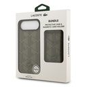 Apple iPhone 17 Air Uyumlu Kılıf Lacoste Orjinal Lisanslı M-safe Şarj Özellikli PU Deri Tasarımlı Kartlıklı Karışık Monogram Desenli Kapak - 19