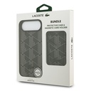Apple iPhone 17 Air Uyumlu Kılıf Lacoste Orjinal Lisanslı M-safe Şarj Özellikli PU Deri Tasarımlı Kartlıklı Karışık Monogram Desenli Kapak - 20