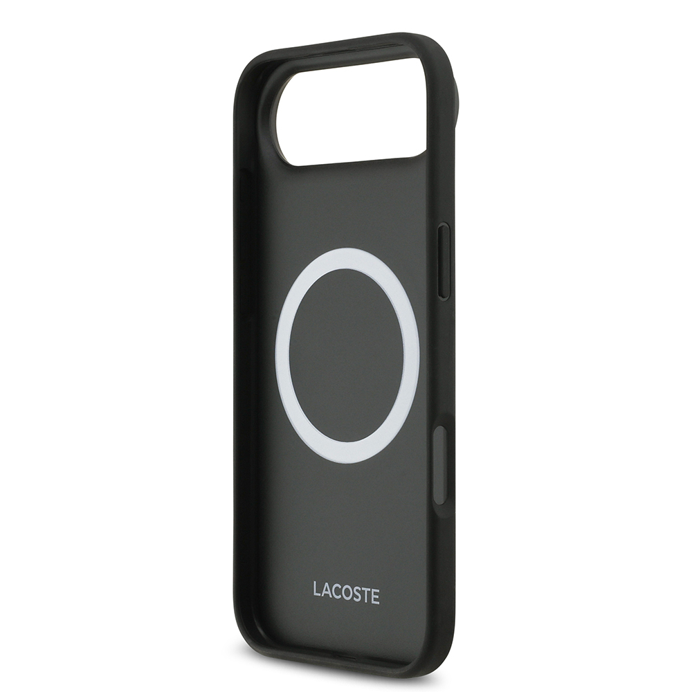 Apple iPhone 17 Air Uyumlu Kılıf Lacoste Orjinal Lisanslı M-safe Şarj Özellikli PU Pike Desenli Metal Logolu Kartlıklı Kapak - 5