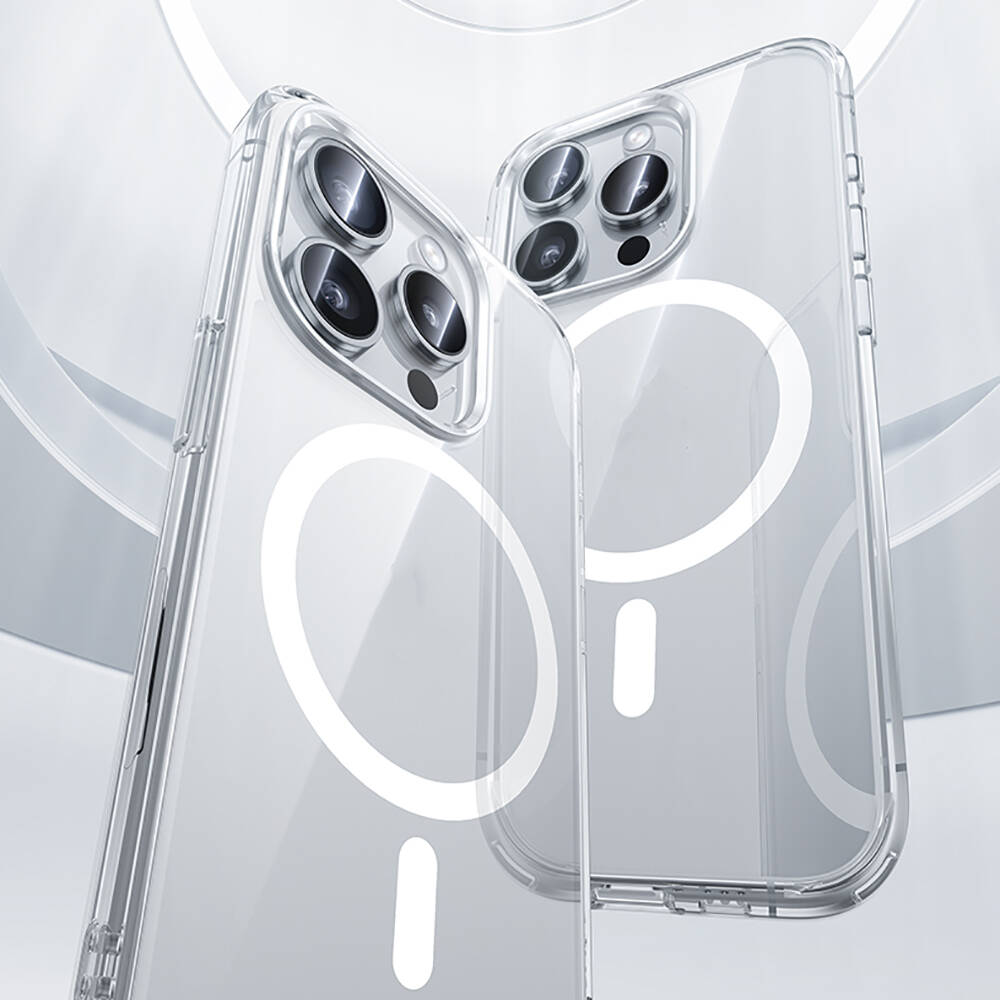Apple iPhone 15 Pro Uyumlu Kılıf Magsafe Şarj Özellikli Airbagli Şeffaf Benks LucentPro Serisi Kapak - 12