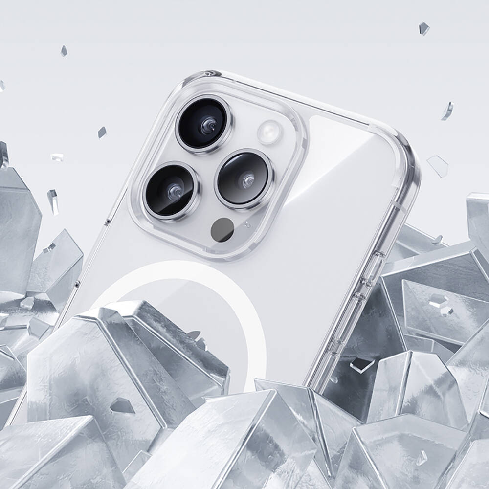 Apple iPhone 15 Pro Uyumlu Kılıf Magsafe Şarj Özellikli Airbagli Şeffaf Benks LucentPro Serisi Kapak - 14
