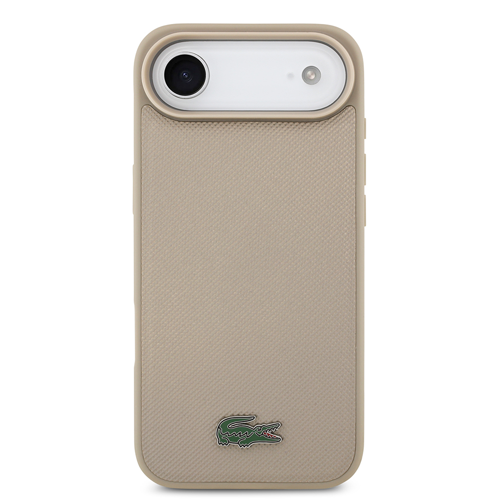 Apple iPhone 17 Air Uyumlu Kılıf Lacoste Orjinal Lisanslı M-safe Şarj Özellikli PU Pike Desenli Metal Logolu Kartlıklı Kapak - 10
