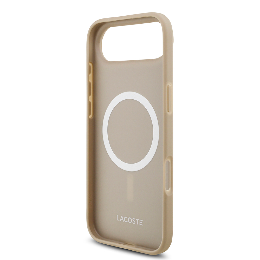 Apple iPhone 17 Air Uyumlu Kılıf Lacoste Orjinal Lisanslı M-safe Şarj Özellikli PU Pike Desenli Metal Logolu Kartlıklı Kapak - 14