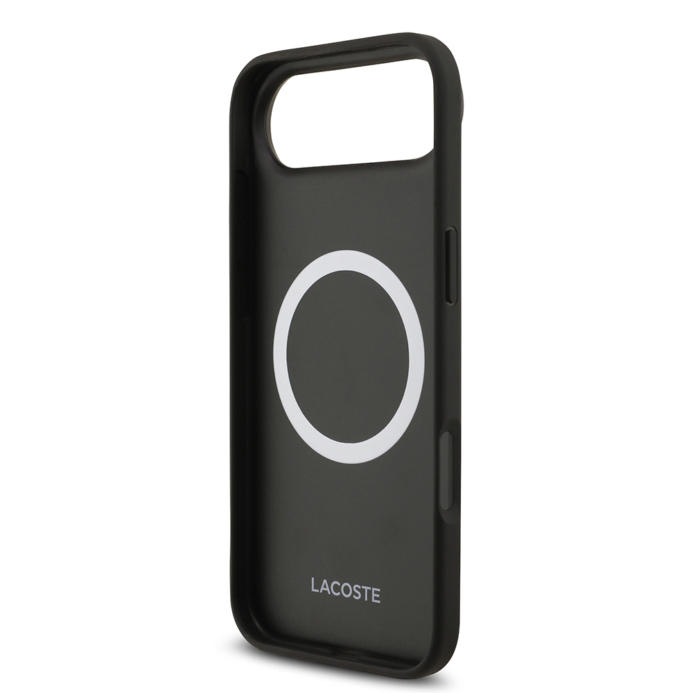 Apple iPhone 17 Air Uyumlu Kılıf Lacoste Orjinal Lisanslı M-safe Şarj Özellikli PU Pike Desenli Metal Logolu Kartlıklı Kapak - 33
