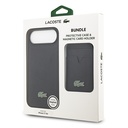 Apple iPhone 17 Air Uyumlu Kılıf Lacoste Orjinal Lisanslı M-safe Şarj Özellikli PU Pike Desenli Metal Logolu Kartlıklı Kapak - 38