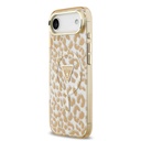 Apple iPhone 17 Air Uyumlu Kılıf Guess Orjinal Lisanslı M-safe Şarj Özellikli Üçgen Logolu Simli Leopar Desenli Kapak - 1