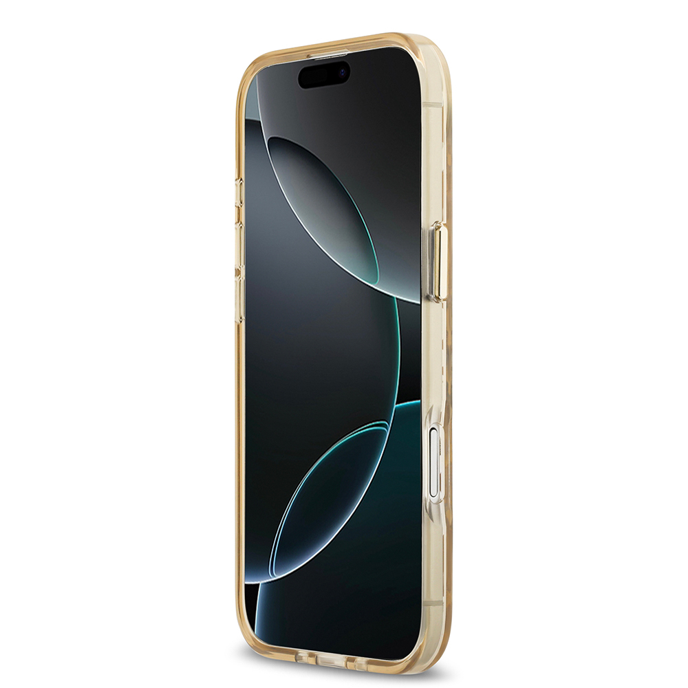 Apple iPhone 17 Air Uyumlu Kılıf Guess Orjinal Lisanslı M-safe Şarj Özellikli Üçgen Logolu Simli Leopar Desenli Kapak - 4