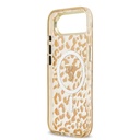 Apple iPhone 17 Air Uyumlu Kılıf Guess Orjinal Lisanslı M-safe Şarj Özellikli Üçgen Logolu Simli Leopar Desenli Kapak - 6