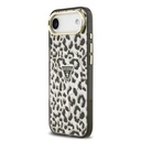 Apple iPhone 17 Air Uyumlu Kılıf Guess Orjinal Lisanslı M-safe Şarj Özellikli Üçgen Logolu Simli Leopar Desenli Kapak - 7
