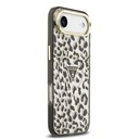 Apple iPhone 17 Air Uyumlu Kılıf Guess Orjinal Lisanslı M-safe Şarj Özellikli Üçgen Logolu Simli Leopar Desenli Kapak - 9