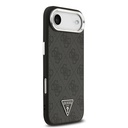 Apple iPhone 17 Air Uyumlu Kılıf Guess Orjinal Lisanslı M-safe Şarj Özellikli Gümüş Metal Kamera Çerçeveli Üçgen Logo 4G Desenli Kapak - 3