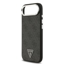 Apple iPhone 17 Air Uyumlu Kılıf Guess Orjinal Lisanslı M-safe Şarj Özellikli Gümüş Metal Kamera Çerçeveli Üçgen Logo 4G Desenli Kapak - 5