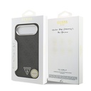 Apple iPhone 17 Air Uyumlu Kılıf Guess Orjinal Lisanslı M-safe Şarj Özellikli Gümüş Metal Kamera Çerçeveli Üçgen Logo 4G Desenli Kapak - 13