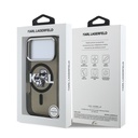 Apple iPhone 17 Pro Uyumlu Kılıf Karl Lagerfeld Orjinal Lisanslı Parlayan Simli Karl & Choupette Sketch Logo Kapak - 7