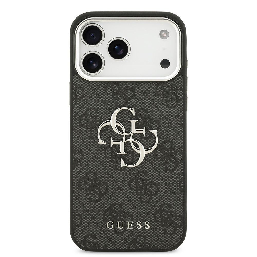 Apple iPhone 17 Pro Max Uyumlu Kılıf Guess Orjinal Lisanslı Gümüş Metal Kamera Çerçeveli 4G Desenli Metal Büyük 4G ve Yazı Logolu Kapak - 2