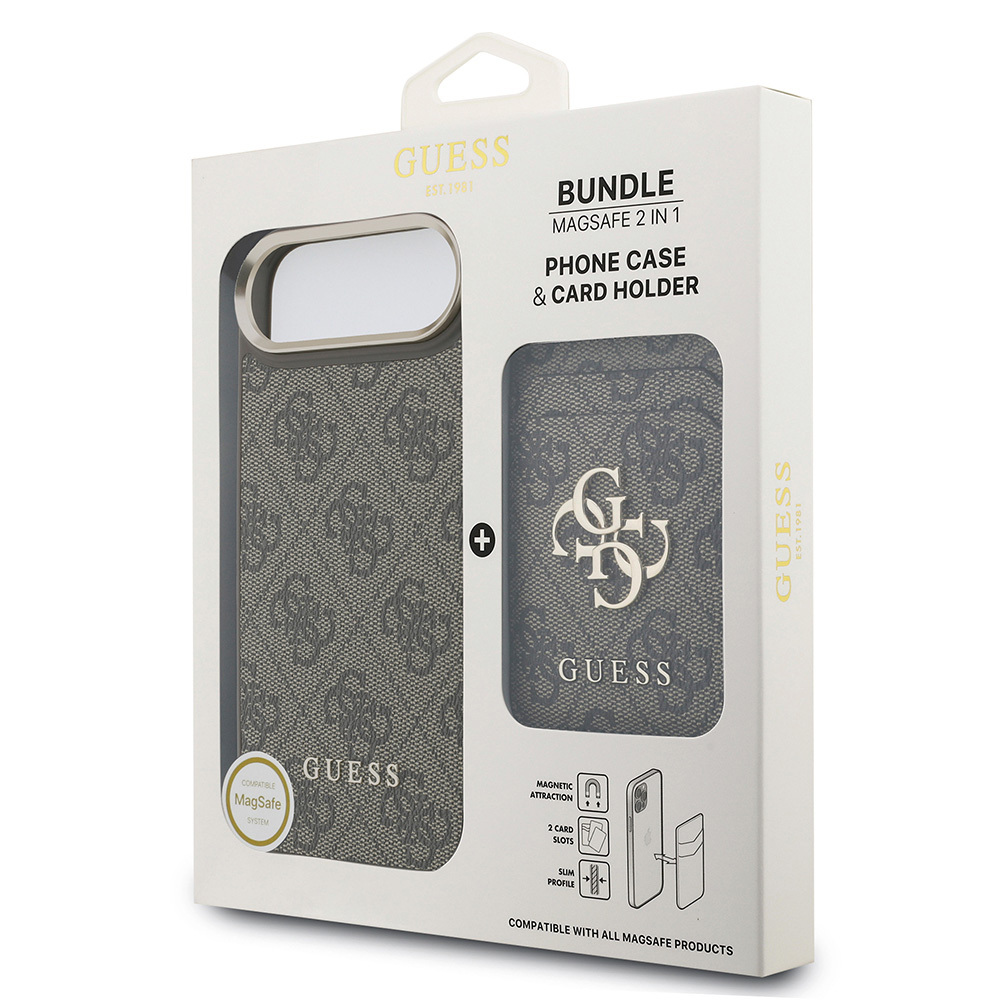 Apple iPhone 17 Air Uyumlu Kılıf Guess Orjinal Lisanslı M-safe Şarj Özellikli 4G Metal Büyük Logolu Kartlıklı Kapak - 19