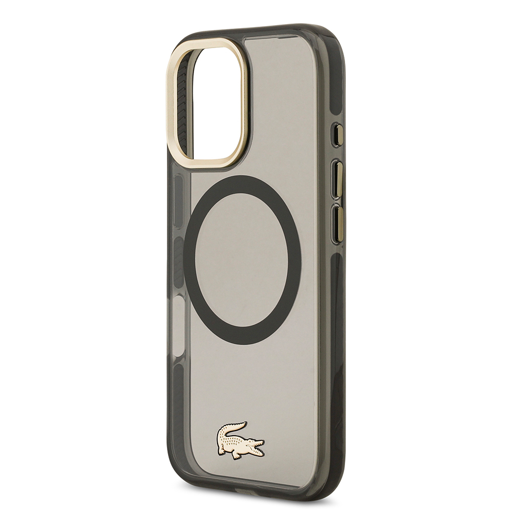 Apple iPhone 17 Uyumlu Kılıf Lacoste Orjinal Lisanslı M-safe Şarj Özellikli Gold Timsah Logolu Buzlu Kapak - 12