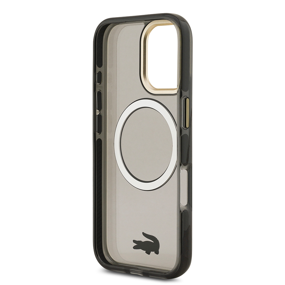 Apple iPhone 17 Uyumlu Kılıf Lacoste Orjinal Lisanslı M-safe Şarj Özellikli Gold Timsah Logolu Buzlu Kapak - 13