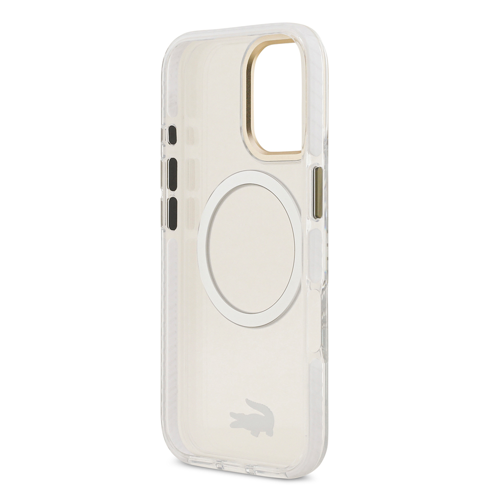 Apple iPhone 17 Uyumlu Kılıf Lacoste Orjinal Lisanslı M-safe Şarj Özellikli Gold Timsah Logolu Buzlu Kapak - 20