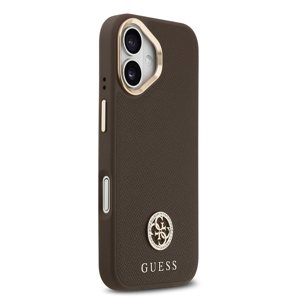 Apple iPhone 17 Uyumlu Kılıf Guess Orjinal Lisanslı M-safe Şarj Özellikli Grained Yazı ve Taşlı 4G Logolu Kapak - 3