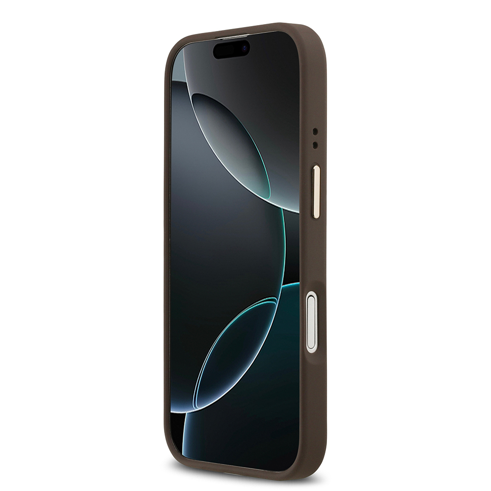 Apple iPhone 17 Uyumlu Kılıf Guess Orjinal Lisanslı M-safe Şarj Özellikli Grained Yazı ve Taşlı 4G Logolu Kapak - 4