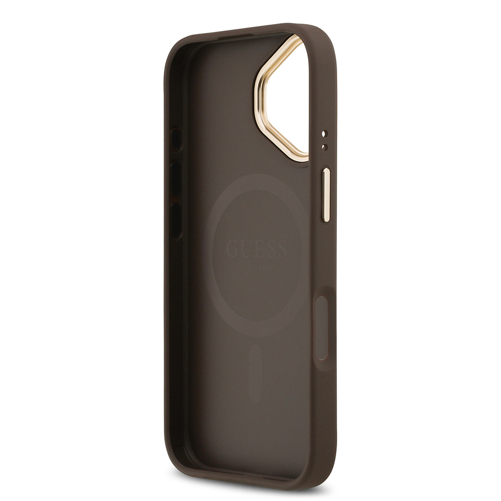 Apple iPhone 17 Uyumlu Kılıf Guess Orjinal Lisanslı M-safe Şarj Özellikli Grained Yazı ve Taşlı 4G Logolu Kapak - 6