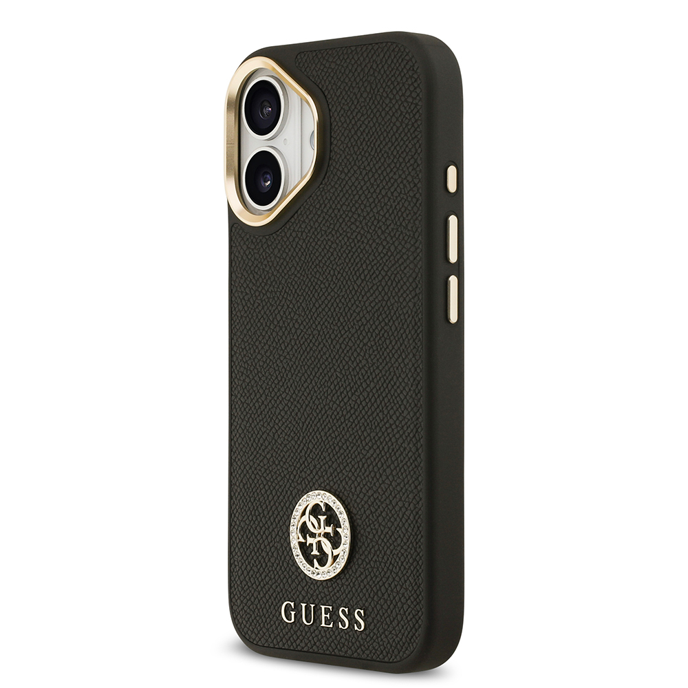 Apple iPhone 17 Uyumlu Kılıf Guess Orjinal Lisanslı M-safe Şarj Özellikli Grained Yazı ve Taşlı 4G Logolu Kapak - 8