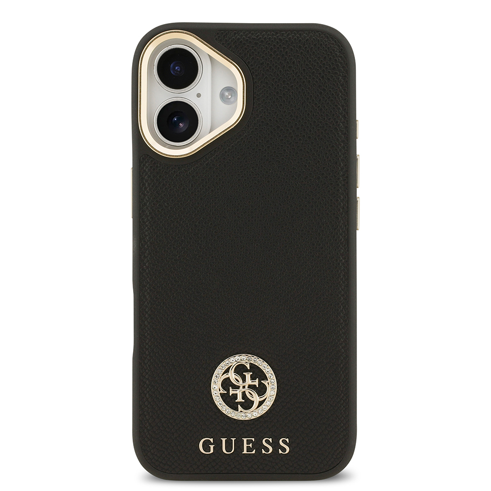 Apple iPhone 17 Uyumlu Kılıf Guess Orjinal Lisanslı M-safe Şarj Özellikli Grained Yazı ve Taşlı 4G Logolu Kapak - 9