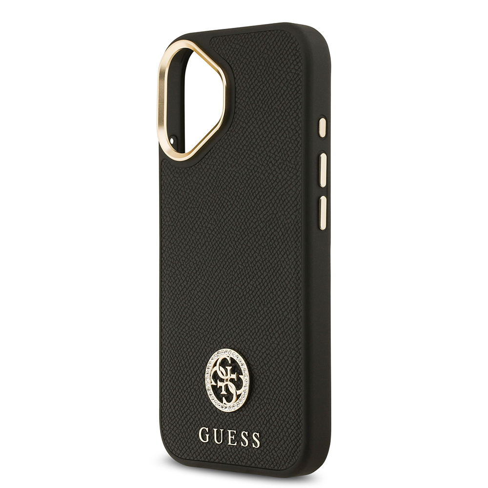 Apple iPhone 17 Uyumlu Kılıf Guess Orjinal Lisanslı M-safe Şarj Özellikli Grained Yazı ve Taşlı 4G Logolu Kapak - 12