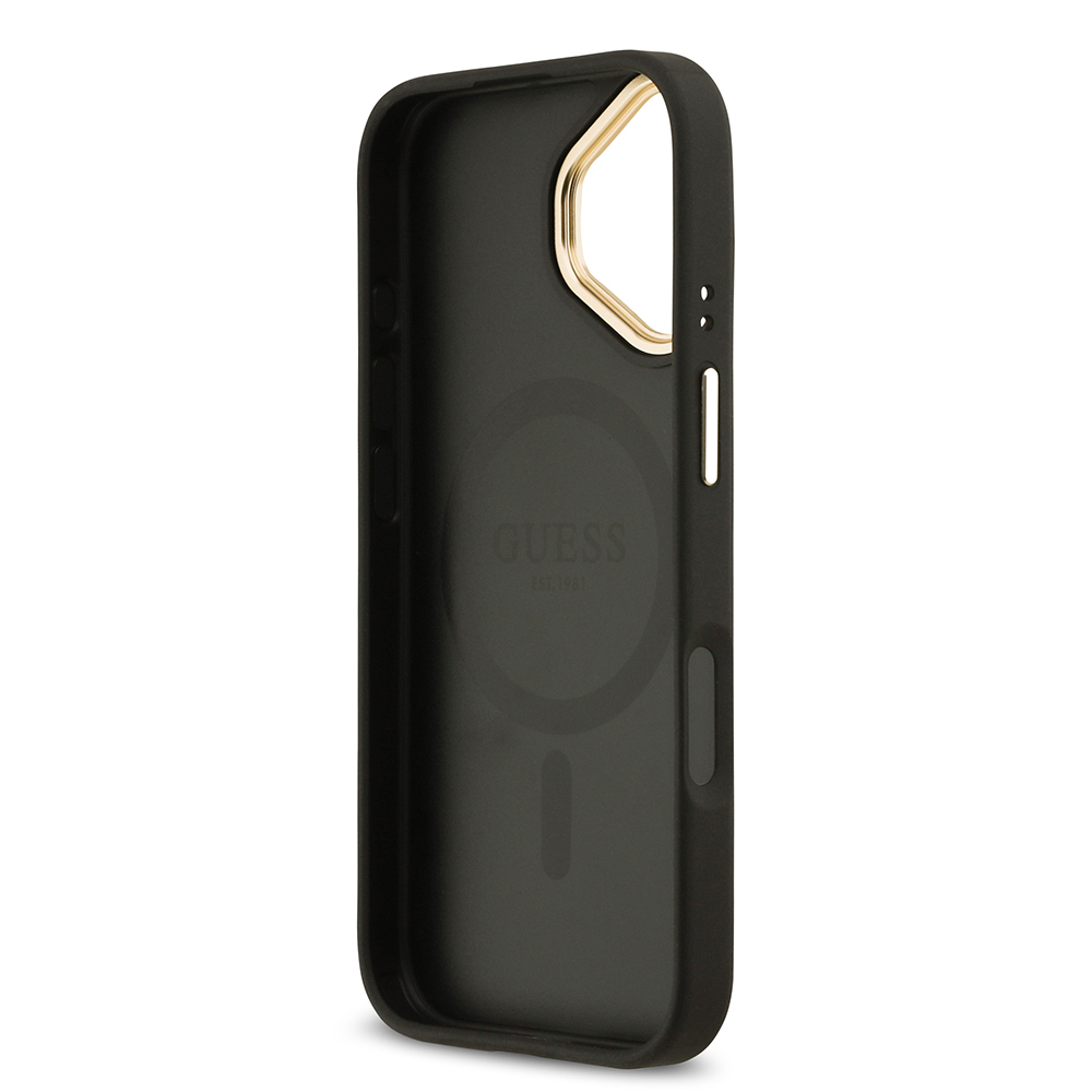 Apple iPhone 17 Uyumlu Kılıf Guess Orjinal Lisanslı M-safe Şarj Özellikli Grained Yazı ve Taşlı 4G Logolu Kapak - 13