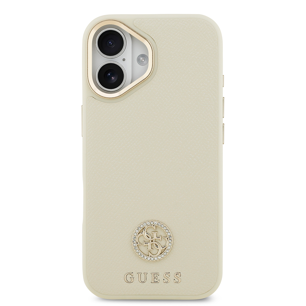 Apple iPhone 17 Uyumlu Kılıf Guess Orjinal Lisanslı M-safe Şarj Özellikli Grained Yazı ve Taşlı 4G Logolu Kapak - 16