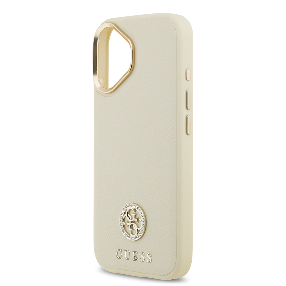 Apple iPhone 17 Uyumlu Kılıf Guess Orjinal Lisanslı M-safe Şarj Özellikli Grained Yazı ve Taşlı 4G Logolu Kapak - 19