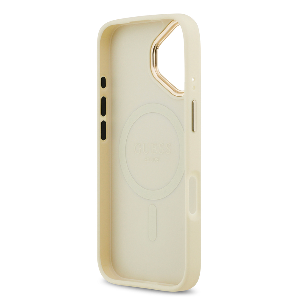 Apple iPhone 17 Uyumlu Kılıf Guess Orjinal Lisanslı M-safe Şarj Özellikli Grained Yazı ve Taşlı 4G Logolu Kapak - 20