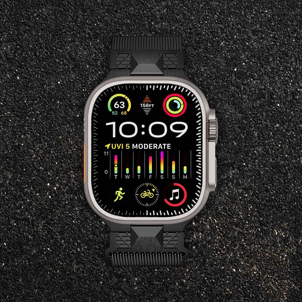 Apple Watch Ultra 49mm Uyumlu Zore KRD-107 Metal Hasır Kordon - 4