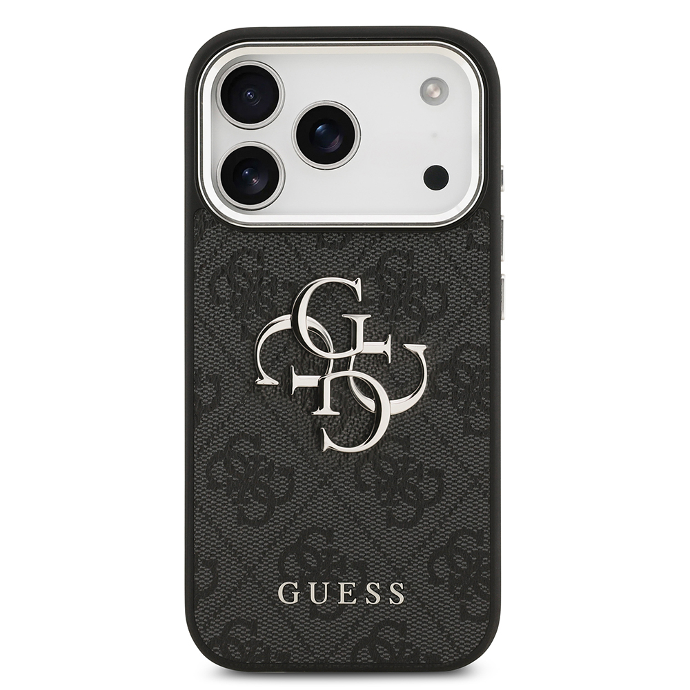 Apple iPhone 17 Pro Uyumlu Kılıf Guess Orjinal Lisanslı Gümüş Metal Kamera Çerçeveli 4G Desenli Metal Büyük 4G ve Yazı Logolu Kapak - 8