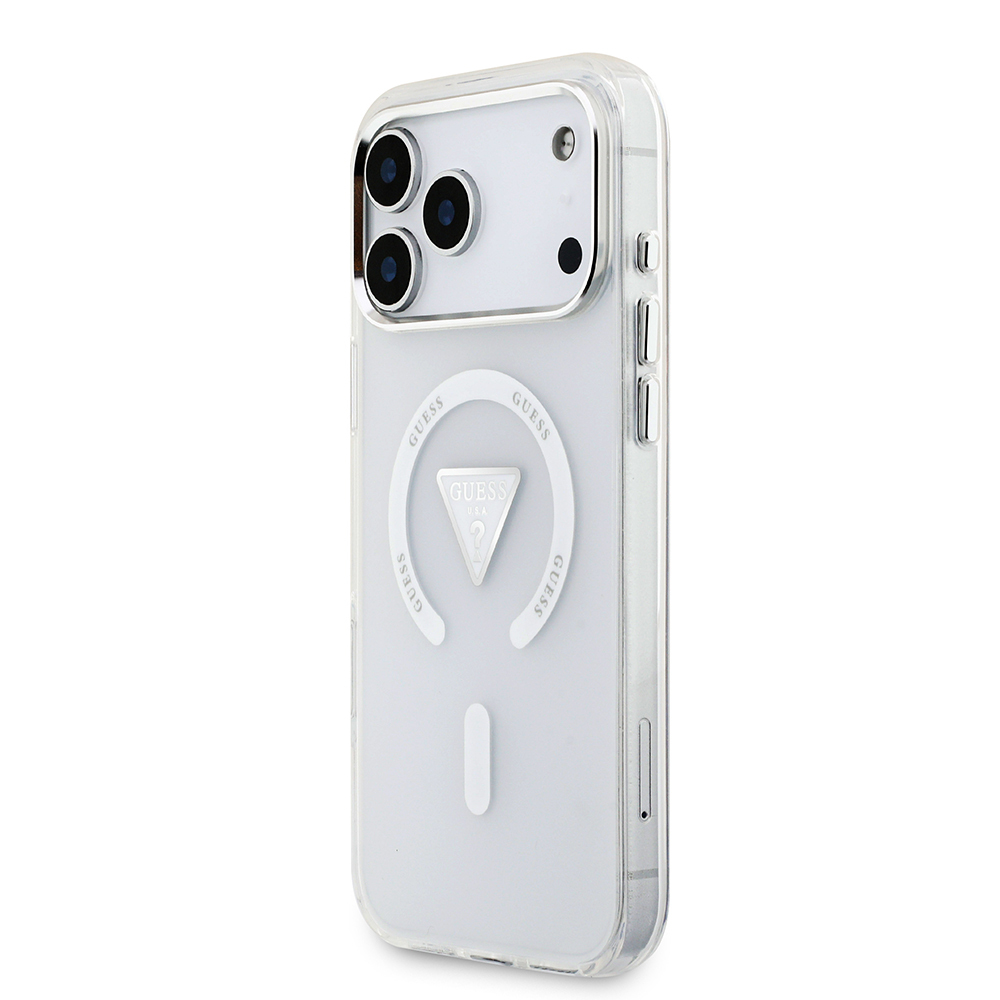 Apple iPhone 17 Pro Max Uyumlu Kılıf Guess Orjinal Lisanslı M-safe Şarj Özellikli IML Baskılı Üçgen Logolu Metal Kamera Çerçeveli Kapak - 1