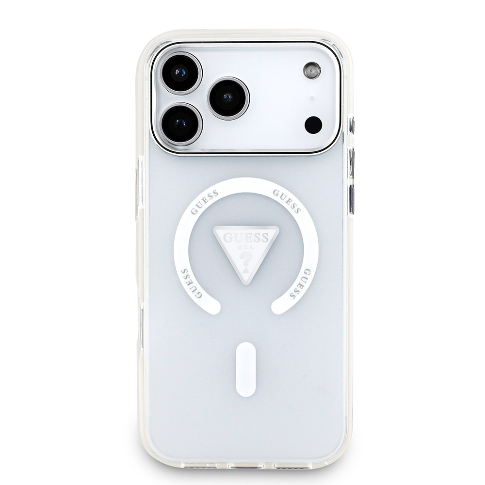 Apple iPhone 17 Pro Max Uyumlu Kılıf Guess Orjinal Lisanslı M-safe Şarj Özellikli IML Baskılı Üçgen Logolu Metal Kamera Çerçeveli Kapak - 2