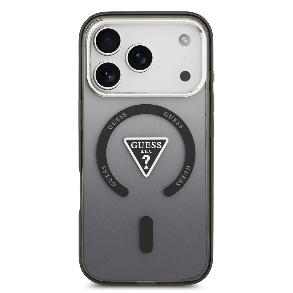 Apple iPhone 17 Pro Max Uyumlu Kılıf Guess Orjinal Lisanslı M-safe Şarj Özellikli IML Baskılı Üçgen Logolu Metal Kamera Çerçeveli Kapak - 8