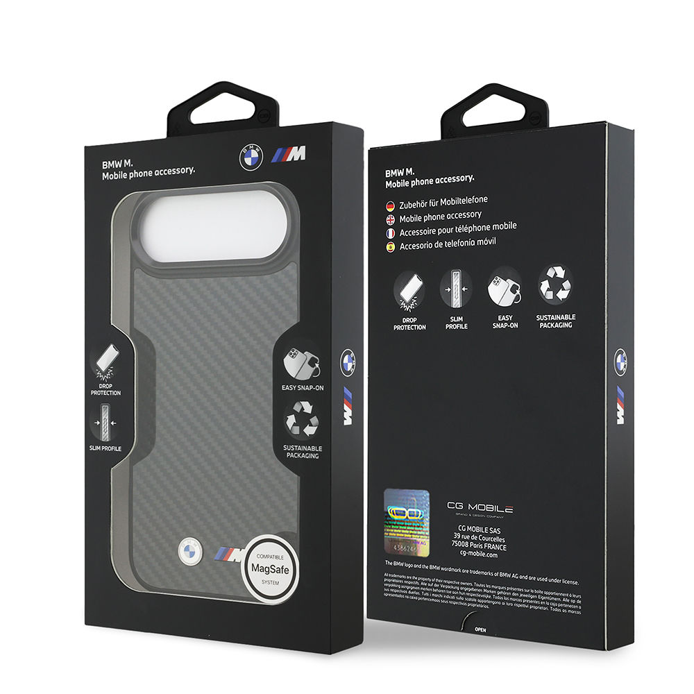 Apple iPhone 17 Air Uyumlu Kılıf BMW Orjinal Lisanslı M-safe Şarj Özellikli Karbon Fiber Metal Logolu Kevlar Kapak - 7