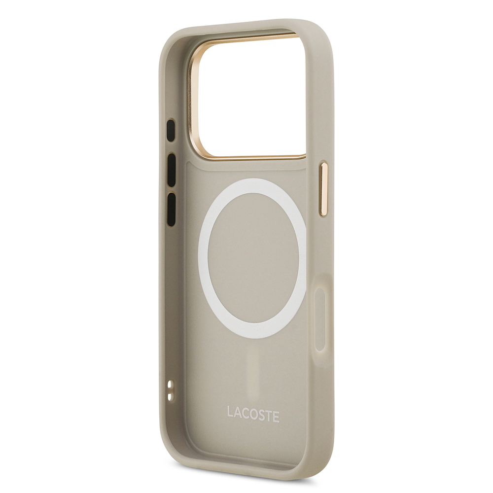 Apple iPhone 17 Pro Uyumlu Kılıf Lacoste Orjinal Lisanslı M-safe Şarj Özellikli Champs Elysees PU Deri Tasarımlı Kapak - 6