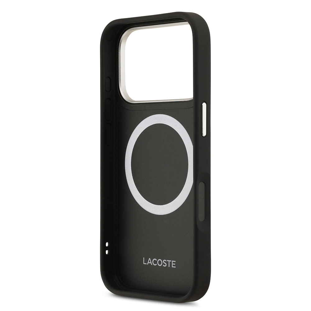 Apple iPhone 17 Pro Uyumlu Kılıf Lacoste Orjinal Lisanslı M-safe Şarj Özellikli Champs Elysees PU Deri Tasarımlı Kapak - 12
