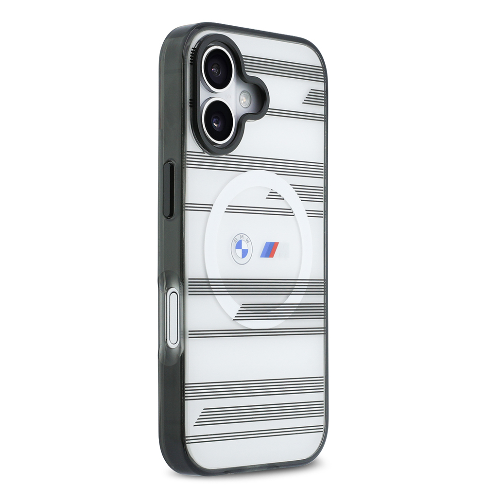 Apple iPhone 17 Uyumlu Kılıf BMW Orjinal Lisanslı M-safe Şarj Özellikli Metal Kamera Butonlu Yatay Şeritli M Dizayn Kapak - 10