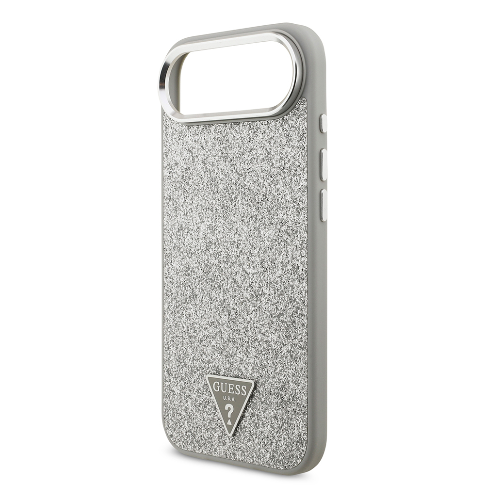 Apple iPhone 17 Air Uyumlu Kılıf Guess Orjinal Lisanslı M-safe Şarj Özellikli Metal Kamera Çerçeveli Üçgen Logolu Glitter Kapak - 5