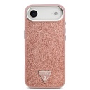 Apple iPhone 17 Air Uyumlu Kılıf Guess Orjinal Lisanslı M-safe Şarj Özellikli Metal Kamera Çerçeveli Üçgen Logolu Glitter Kapak - 8