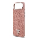 Apple iPhone 17 Air Uyumlu Kılıf Guess Orjinal Lisanslı M-safe Şarj Özellikli Metal Kamera Çerçeveli Üçgen Logolu Glitter Kapak - 11