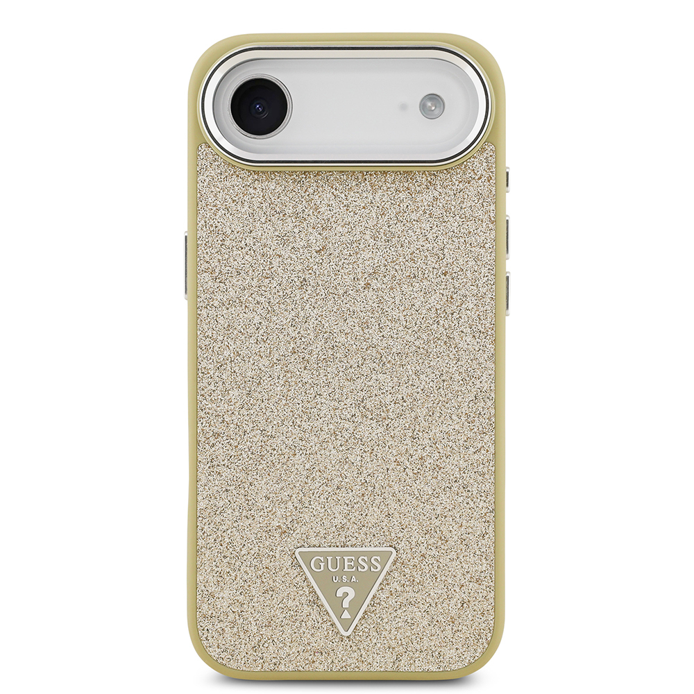 Apple iPhone 17 Air Uyumlu Kılıf Guess Orjinal Lisanslı M-safe Şarj Özellikli Metal Kamera Çerçeveli Üçgen Logolu Glitter Kapak - 14