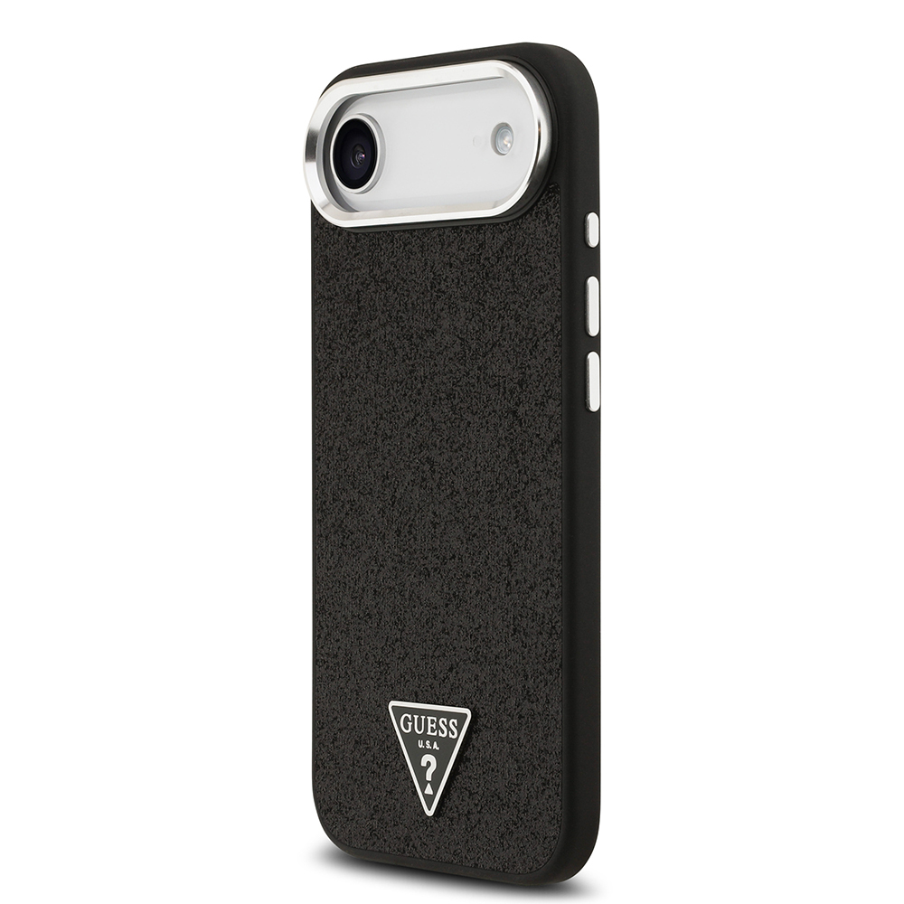 Apple iPhone 17 Air Uyumlu Kılıf Guess Orjinal Lisanslı M-safe Şarj Özellikli Metal Kamera Çerçeveli Üçgen Logolu Glitter Kapak - 19