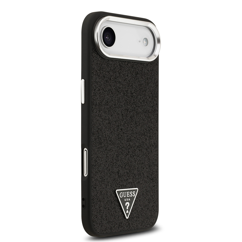 Apple iPhone 17 Air Uyumlu Kılıf Guess Orjinal Lisanslı M-safe Şarj Özellikli Metal Kamera Çerçeveli Üçgen Logolu Glitter Kapak - 21